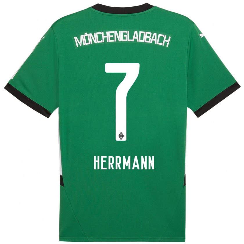 Kandiny Niño Camiseta Patrick Herrmann #7 Verde Blanco 2ª Equipación 2024/25 La Camisa Chile