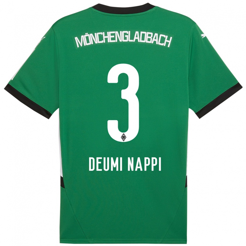 Kandiny Niño Camiseta Dimitrie Deumi Nappi #3 Verde Blanco 2ª Equipación 2024/25 La Camisa Chile