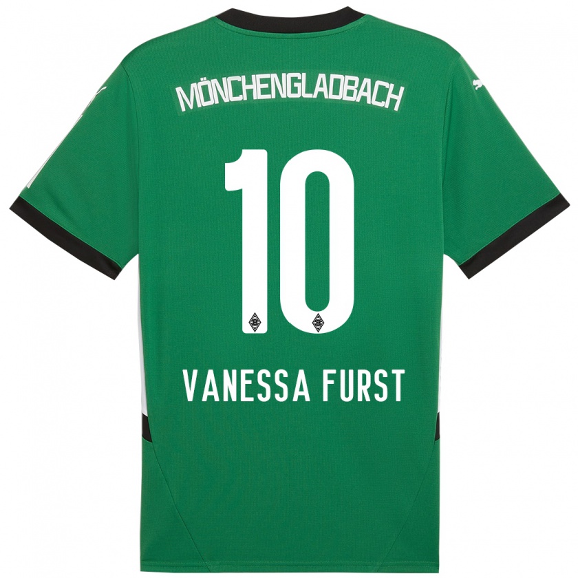 Kandiny Niño Camiseta Vanessa Fürst #10 Verde Blanco 2ª Equipación 2024/25 La Camisa Chile