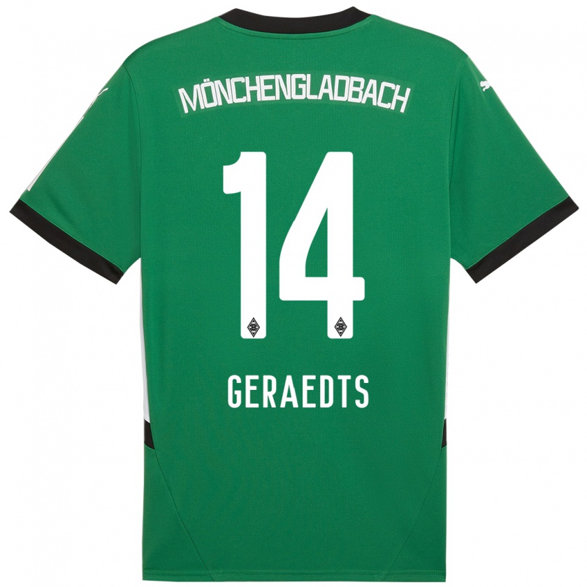 Kandiny Niño Camiseta Kelsey Geraedts #14 Verde Blanco 2ª Equipación 2024/25 La Camisa Chile