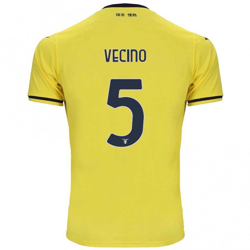 Kandiny Niño Camiseta Matías Vecino #5 Amarillo 2ª Equipación 2024/25 La Camisa Chile