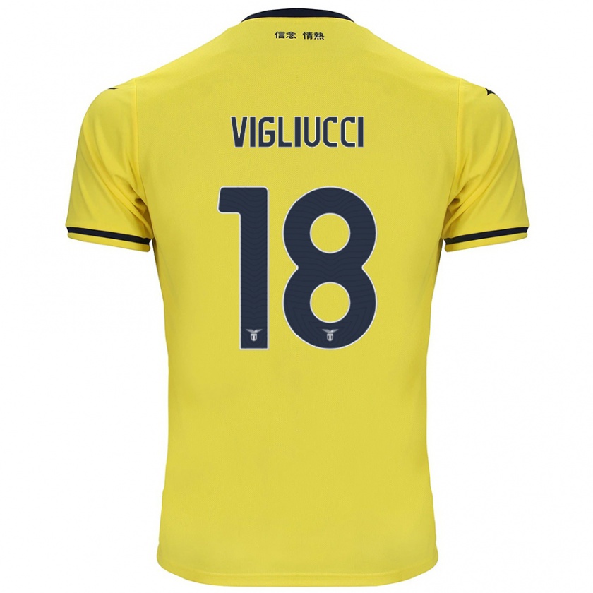 Kandiny Niño Camiseta Chiara Vigliucci #18 Amarillo 2ª Equipación 2024/25 La Camisa Chile