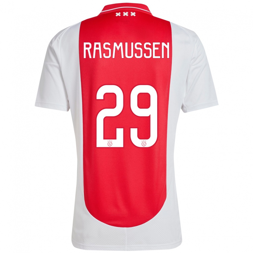 Kandiny Hombre Camiseta Christian Rasmussen #29 Rojo Blanco 1ª Equipación 2024/25 La Camisa Chile