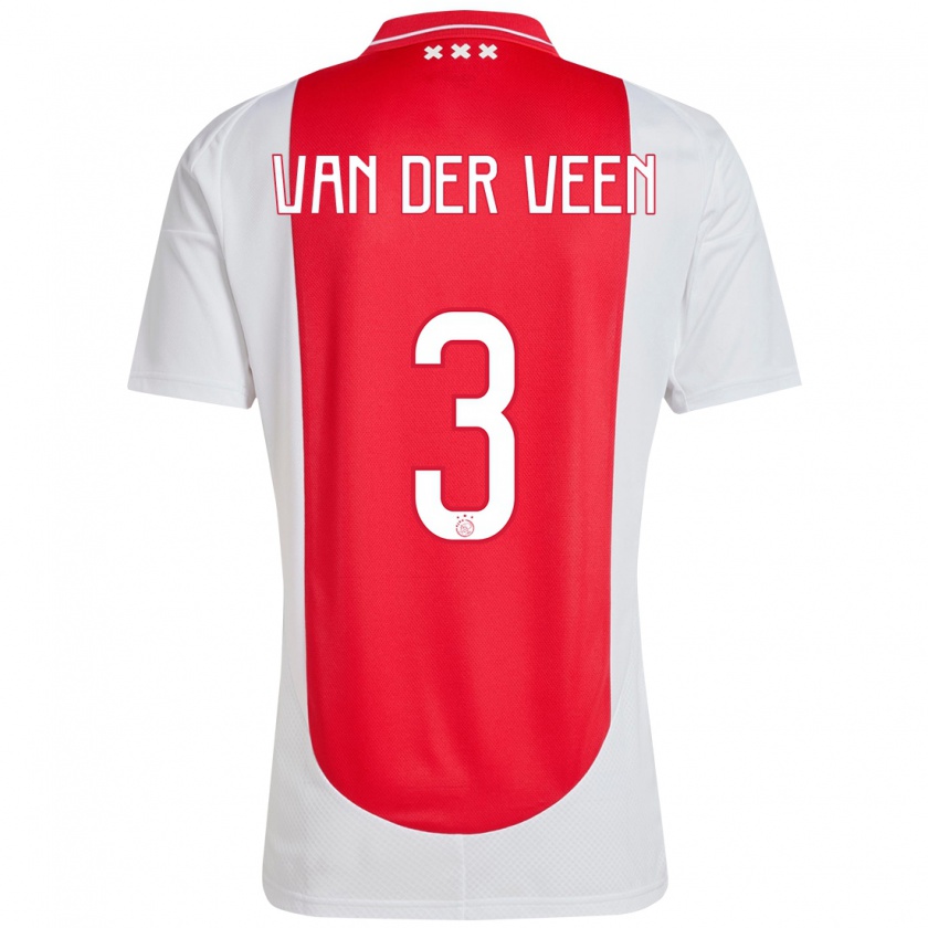 Kandiny Hombre Camiseta Roos Van Der Veen #3 Rojo Blanco 1ª Equipación 2024/25 La Camisa Chile