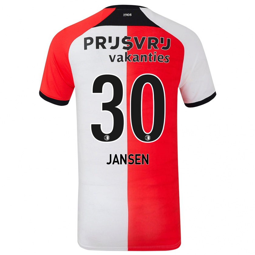 Kandiny Hombre Camiseta Thijs Jansen #30 Rojo Blanco 1ª Equipación 2024/25 La Camisa Chile