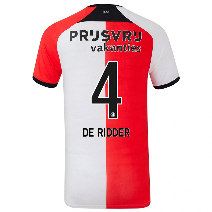 Kandiny Hombre Camiseta Robine De Ridder #4 Rojo Blanco 1ª Equipación 2024/25 La Camisa Chile