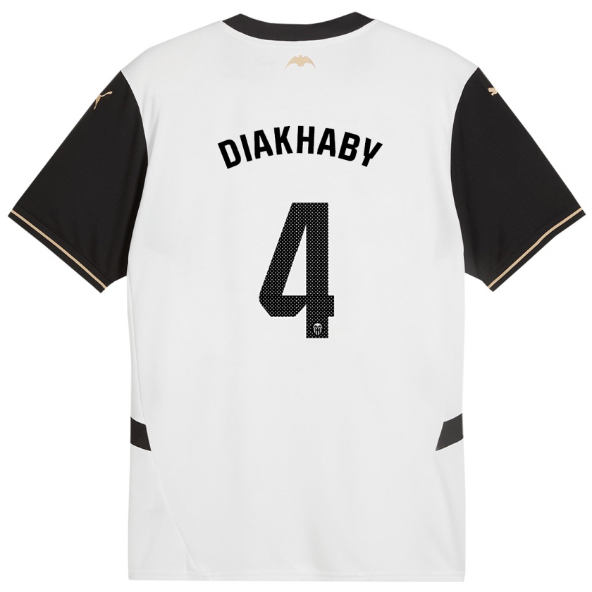 Kandiny Hombre Camiseta Mouctar Diakhaby #4 Blanco Negro 1ª Equipación 2024/25 La Camisa Chile