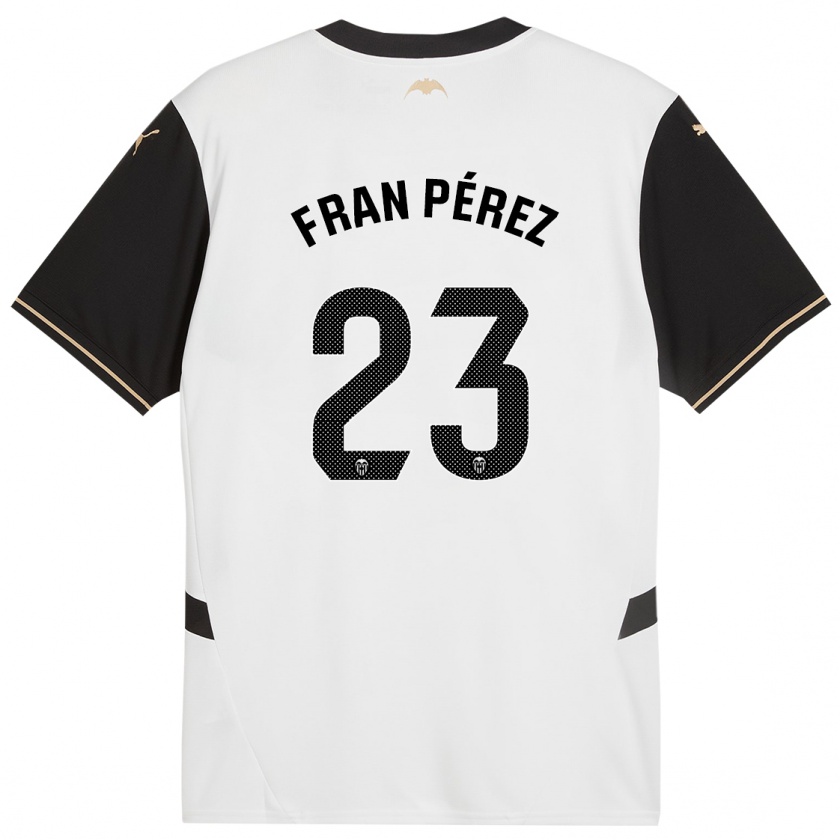 Kandiny Hombre Camiseta Fran Pérez #23 Blanco Negro 1ª Equipación 2024/25 La Camisa Chile