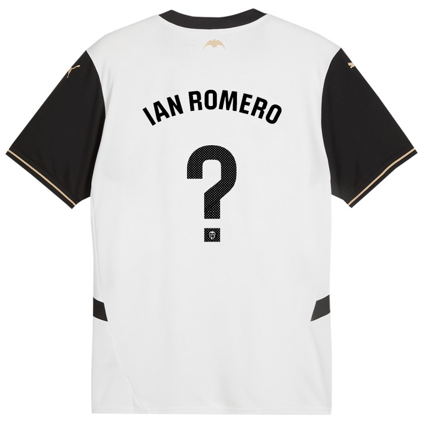 Kandiny Hombre Camiseta Ian Romero #0 Blanco Negro 1ª Equipación 2024/25 La Camisa Chile