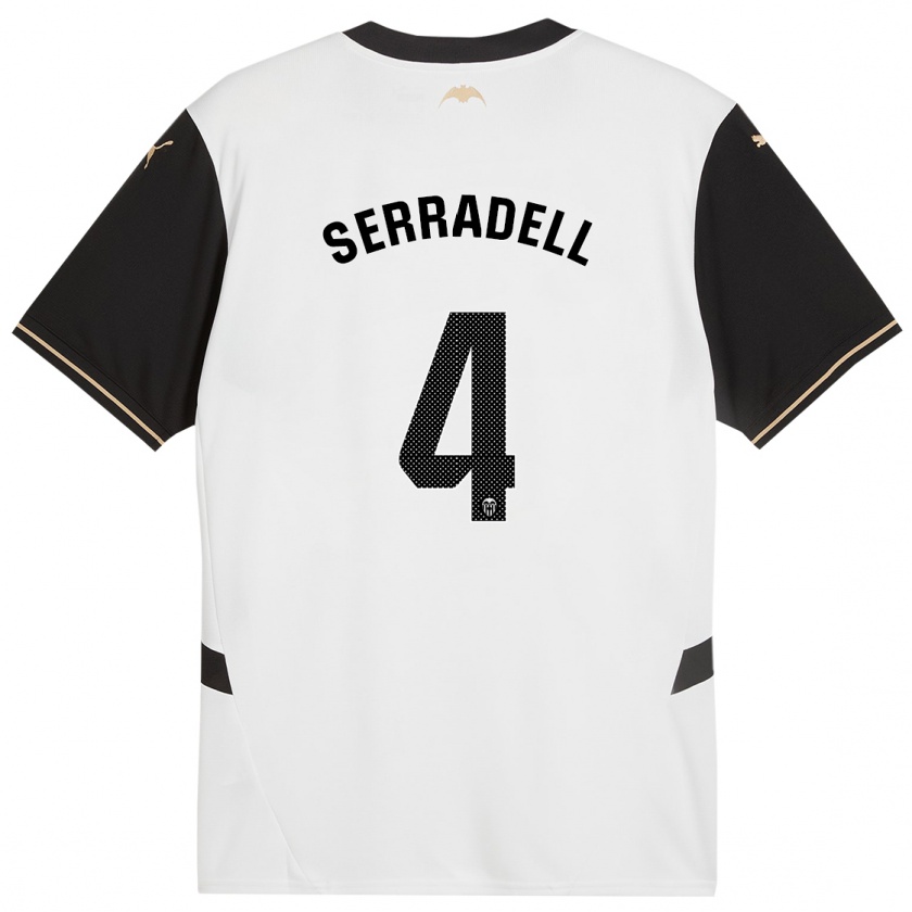 Kandiny Hombre Camiseta Álex Serradell #4 Blanco Negro 1ª Equipación 2024/25 La Camisa Chile