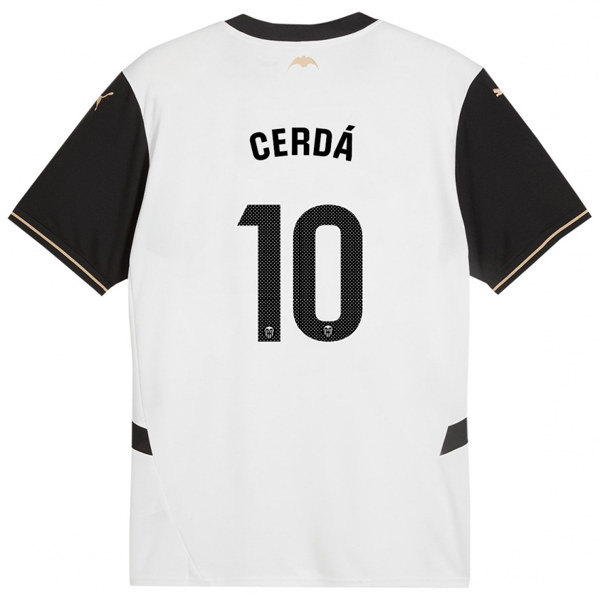 Kandiny Hombre Camiseta Alex Cerdá #10 Blanco Negro 1ª Equipación 2024/25 La Camisa Chile