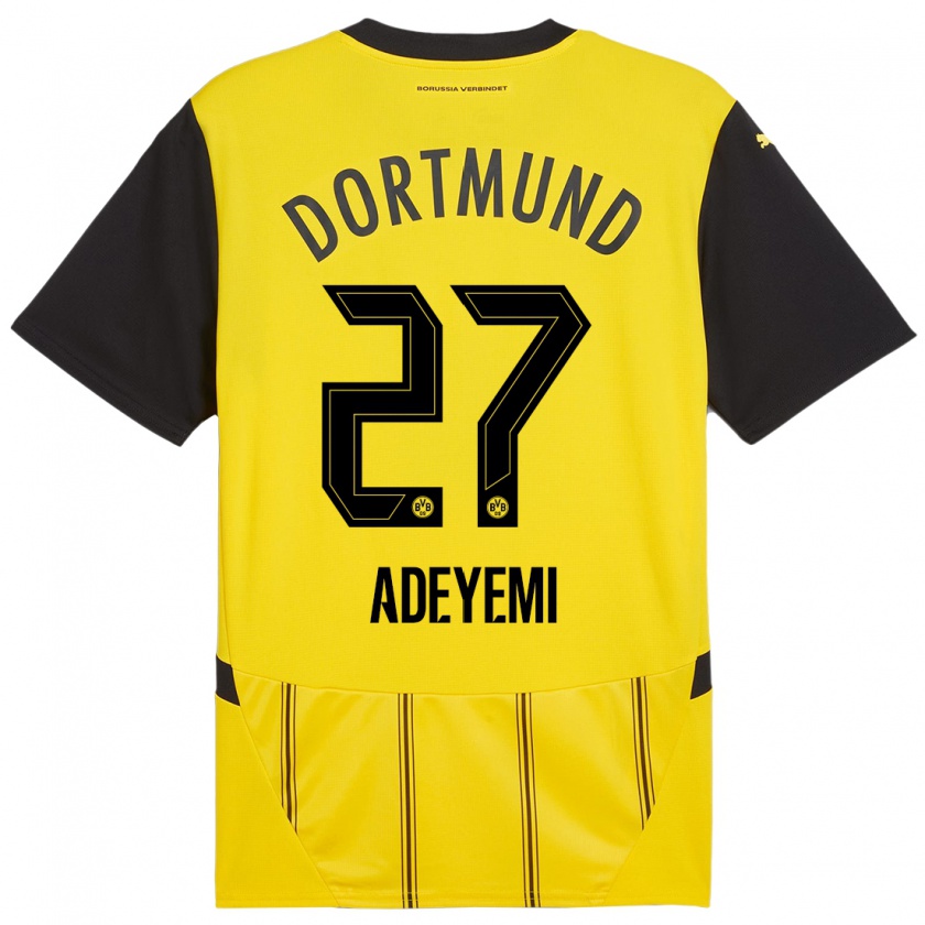 Kandiny Hombre Camiseta Karim Adeyemi #27 Amarillo Negro 1ª Equipación 2024/25 La Camisa Chile