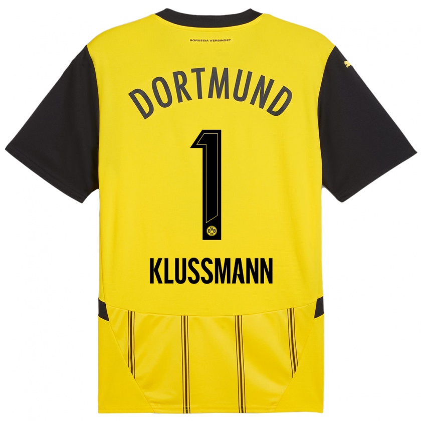 Kandiny Hombre Camiseta Leon Klußmann #1 Amarillo Negro 1ª Equipación 2024/25 La Camisa Chile