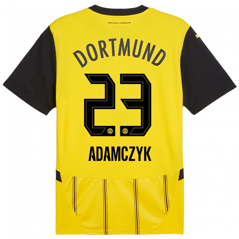 Kandiny Hombre Camiseta Nico Adamczyk #23 Amarillo Negro 1ª Equipación 2024/25 La Camisa Chile