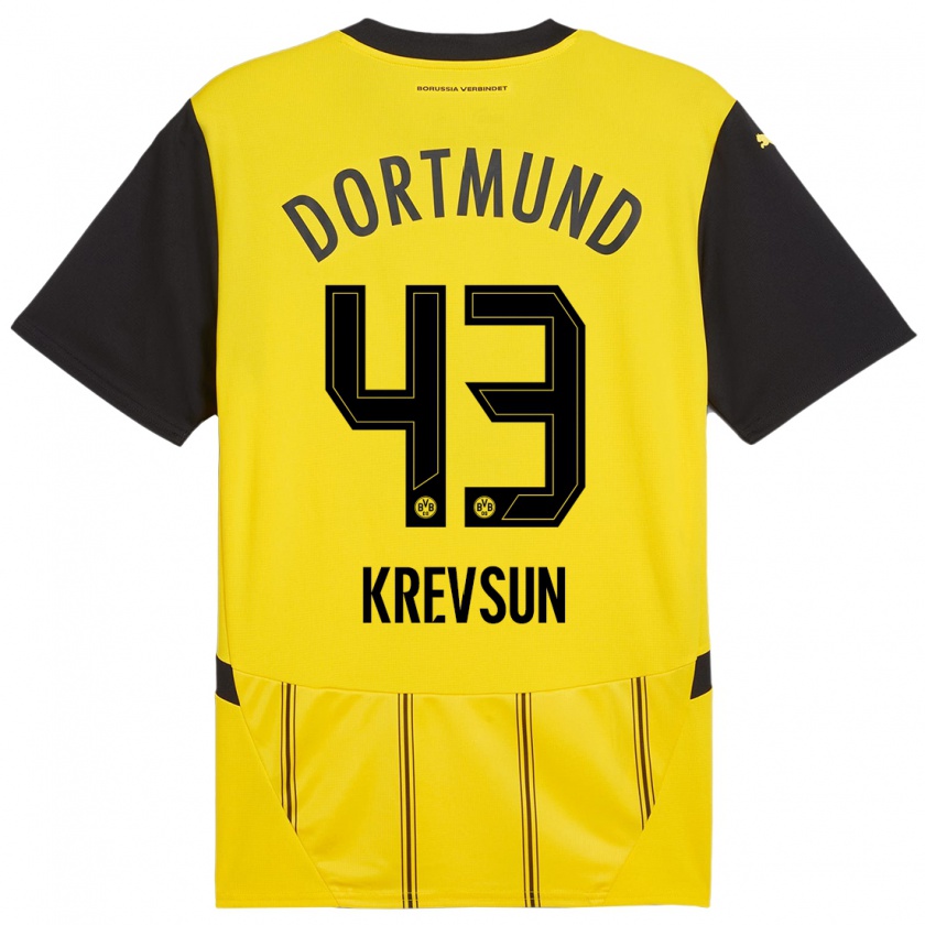 Kandiny Hombre Camiseta Danylo Krevsun #43 Amarillo Negro 1ª Equipación 2024/25 La Camisa Chile