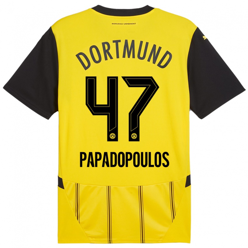 Kandiny Hombre Camiseta Antonios Papadopoulos #47 Amarillo Negro 1ª Equipación 2024/25 La Camisa Chile