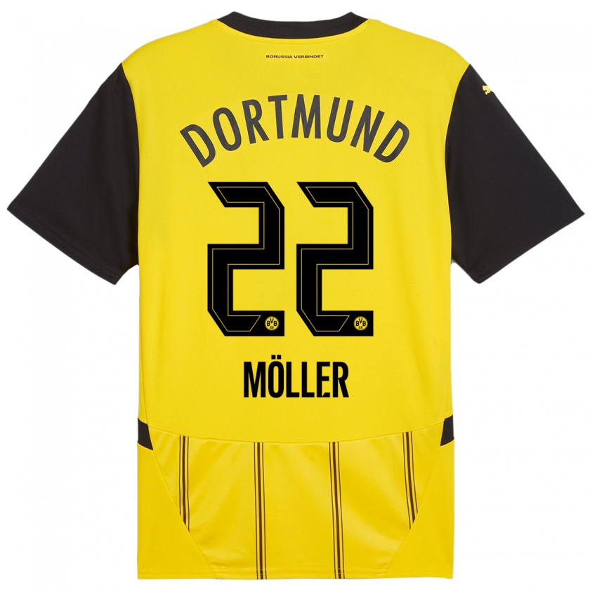 Kandiny Hombre Camiseta Paul Möller #22 Amarillo Negro 1ª Equipación 2024/25 La Camisa Chile