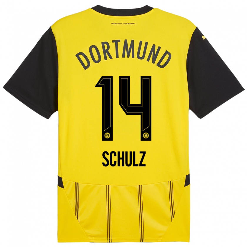 Kandiny Hombre Camiseta Nico Schulz #14 Amarillo Negro 1ª Equipación 2024/25 La Camisa Chile