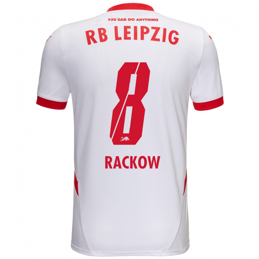 Kandiny Hombre Camiseta Gianna Rackow #8 Blanco Rojo 1ª Equipación 2024/25 La Camisa Chile