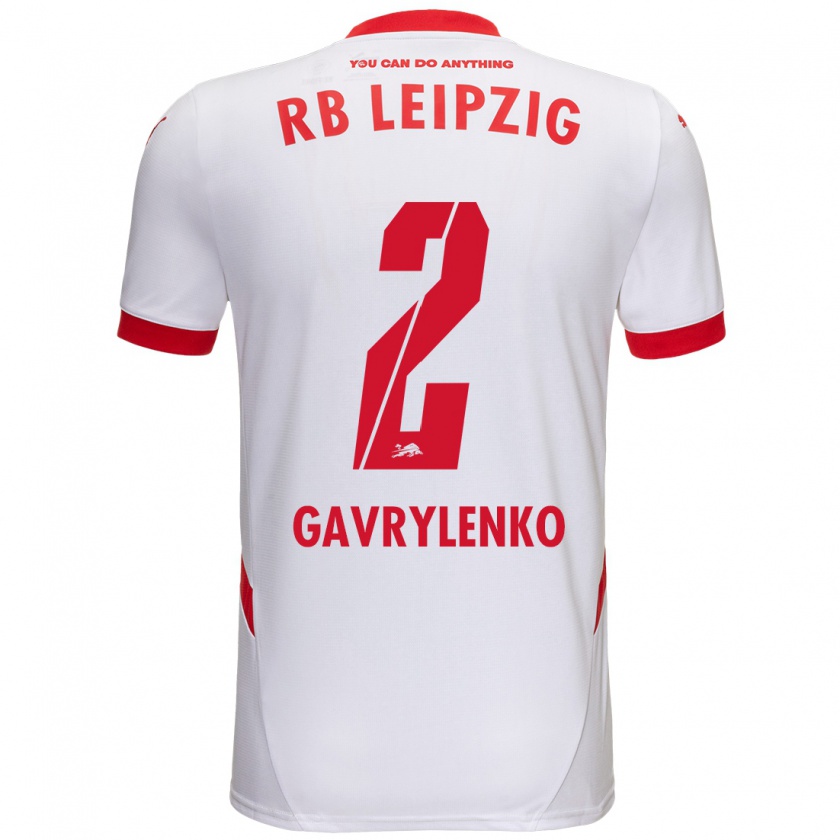 Kandiny Hombre Camiseta Oleksandr Gavrylenko #2 Blanco Rojo 1ª Equipación 2024/25 La Camisa Chile