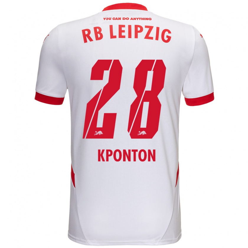 Kandiny Hombre Camiseta Marwan Kponton #28 Blanco Rojo 1ª Equipación 2024/25 La Camisa Chile