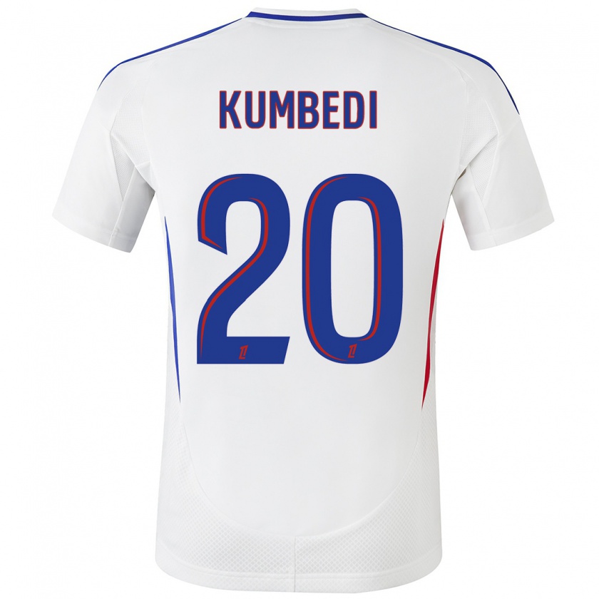 Kandiny Hombre Camiseta Saël Kumbedi #20 Blanco Azul 1ª Equipación 2024/25 La Camisa Chile