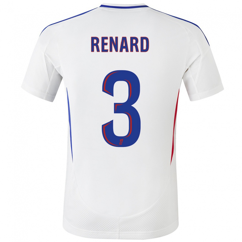 Kandiny Hombre Camiseta Wendie Renard #3 Blanco Azul 1ª Equipación 2024/25 La Camisa Chile