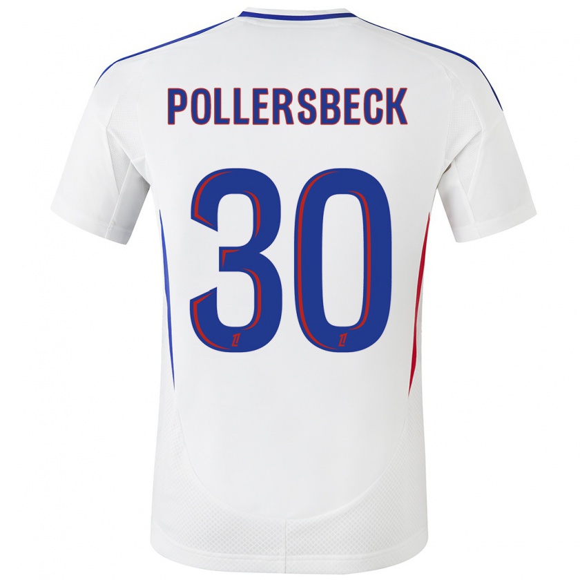 Kandiny Hombre Camiseta Julian Pollersbeck #30 Blanco Azul 1ª Equipación 2024/25 La Camisa Chile