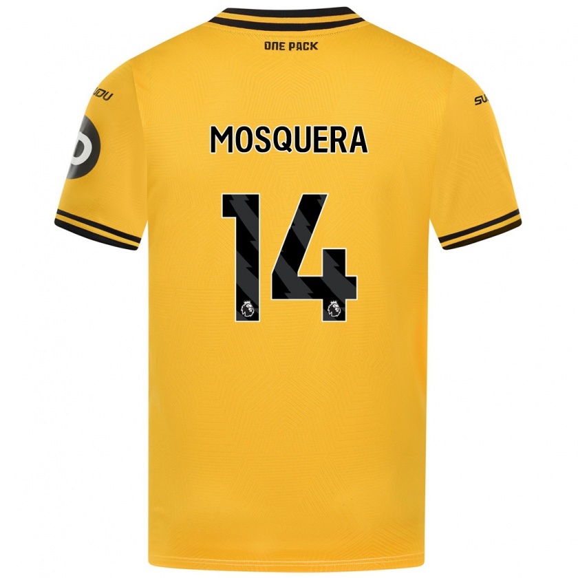 Kandiny Hombre Camiseta Yerson Mosquera #14 Amarillo 1ª Equipación 2024/25 La Camisa Chile