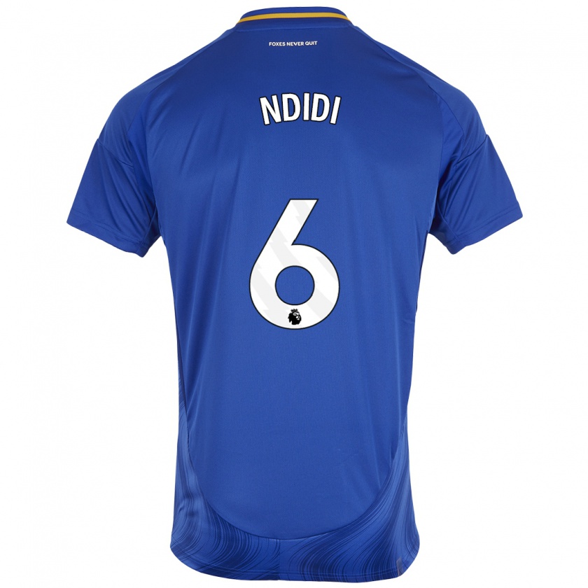 Kandiny Hombre Camiseta Wilfred Ndidi #6 Azul Blanco 1ª Equipación 2024/25 La Camisa Chile