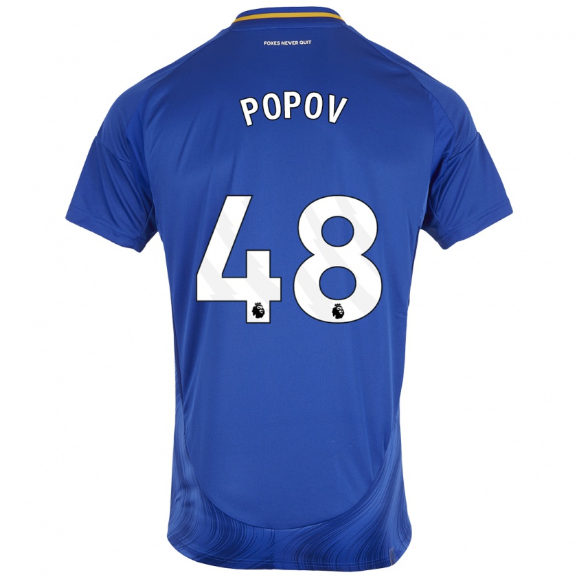 Kandiny Hombre Camiseta Chris Popov #48 Azul Blanco 1ª Equipación 2024/25 La Camisa Chile