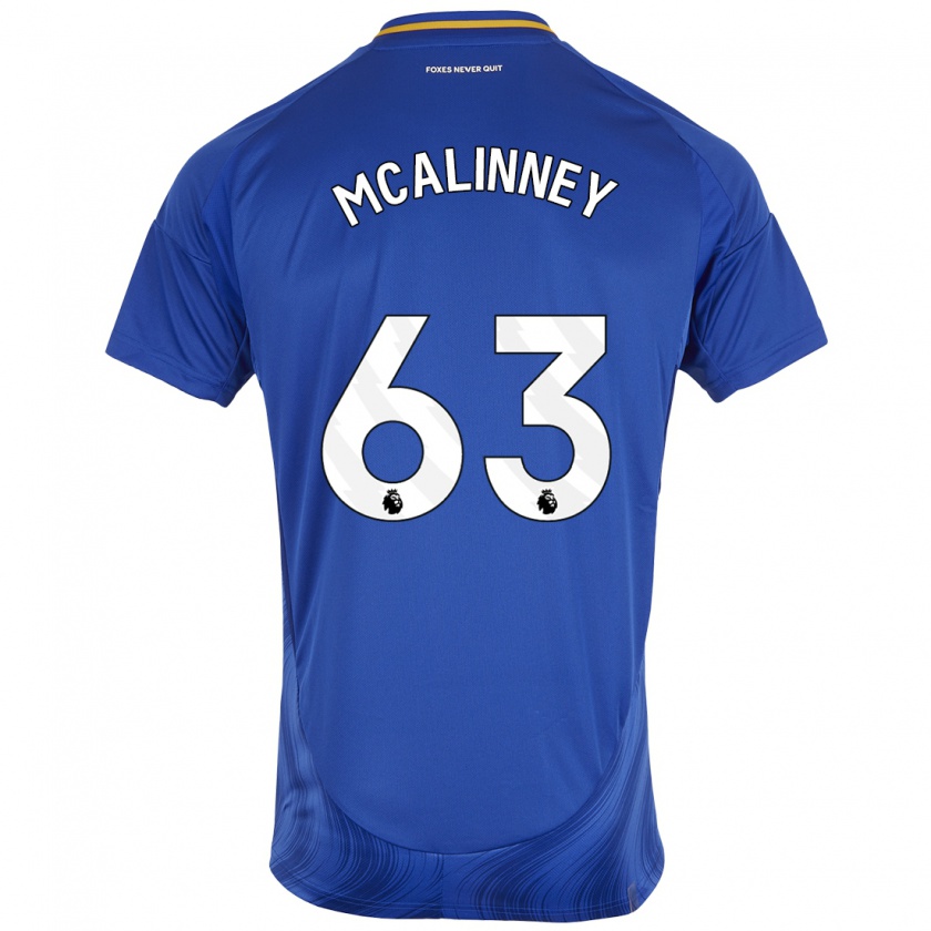 Kandiny Hombre Camiseta Liam Mcalinney #63 Azul Blanco 1ª Equipación 2024/25 La Camisa Chile