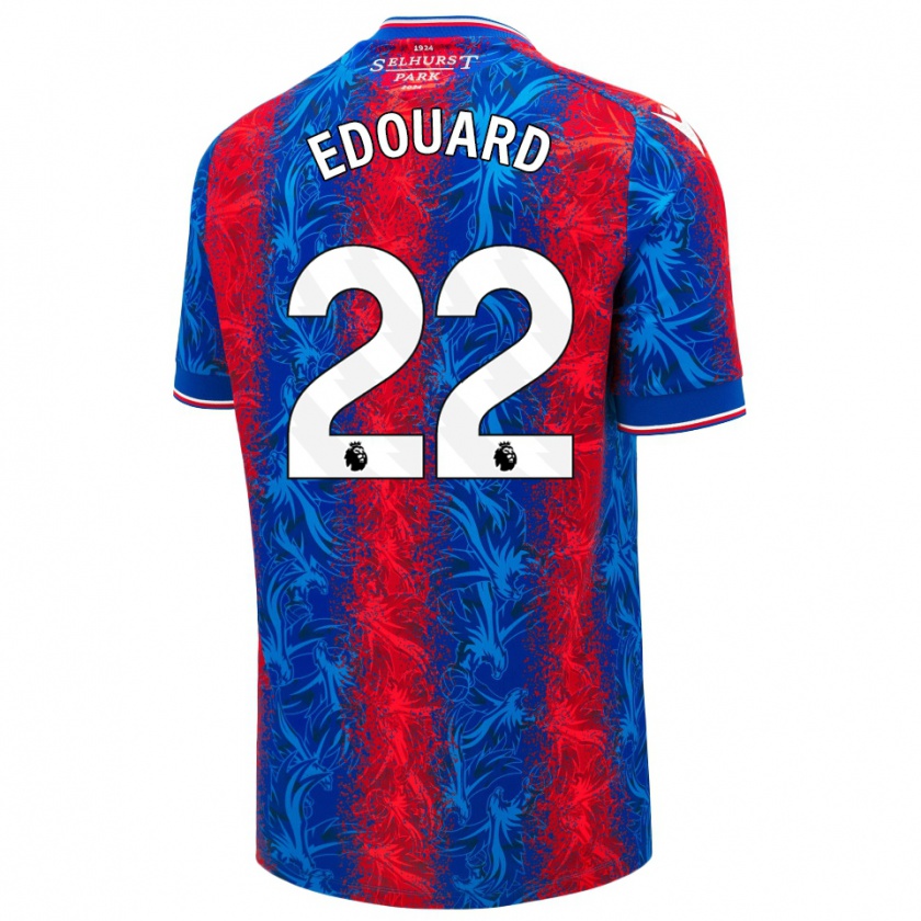 Kandiny Hombre Camiseta Odsonne Edouard #22 Rayas Rojas Y Azules 1ª Equipación 2024/25 La Camisa Chile