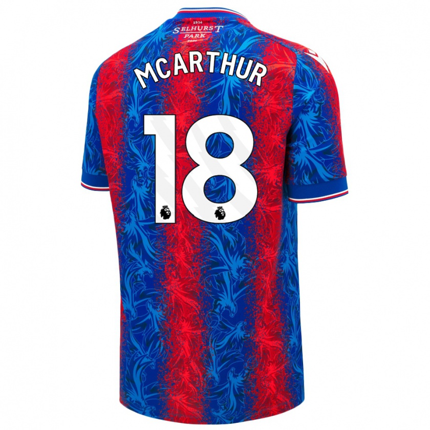 Kandiny Hombre Camiseta James Mcarthur #18 Rayas Rojas Y Azules 1ª Equipación 2024/25 La Camisa Chile