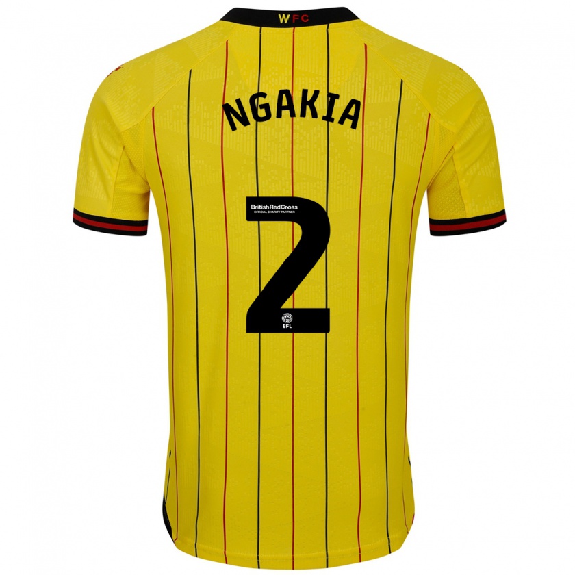 Kandiny Hombre Camiseta Jeremy Ngakia #2 Amarillo Negro 1ª Equipación 2024/25 La Camisa Chile