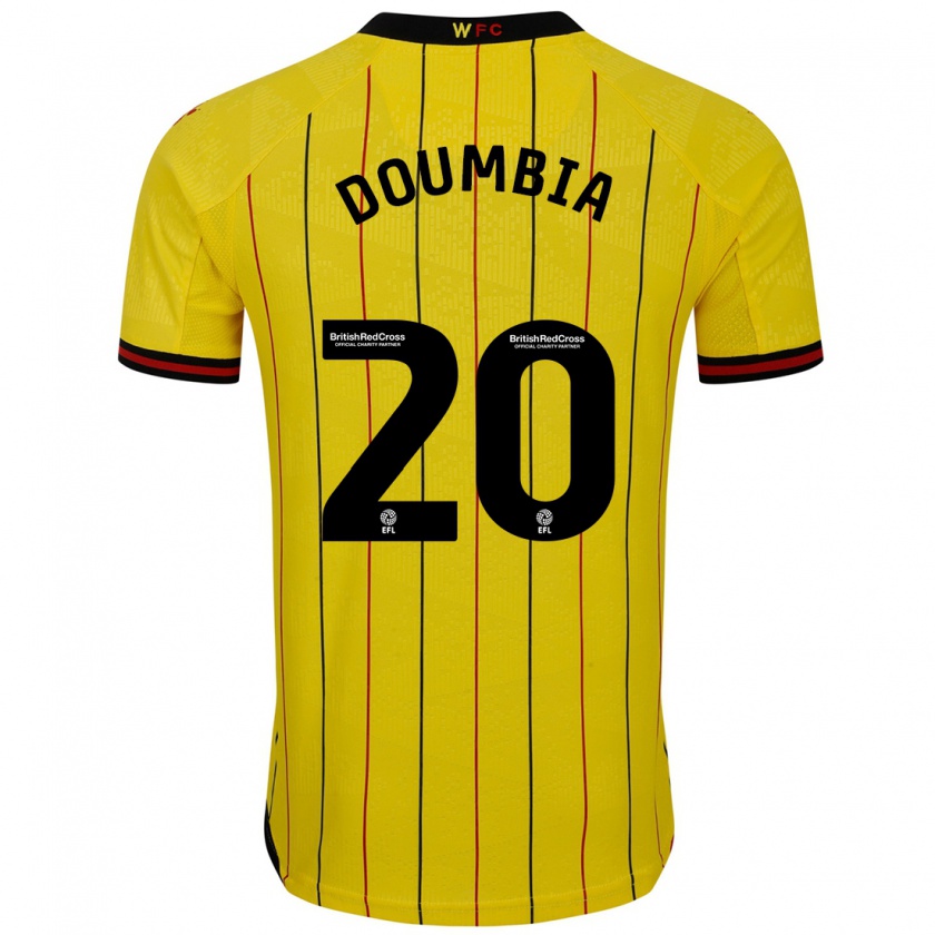 Kandiny Hombre Camiseta Mamadou Doumbia #20 Amarillo Negro 1ª Equipación 2024/25 La Camisa Chile