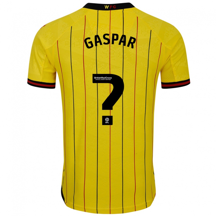 Kandiny Hombre Camiseta Luigi Gaspar #0 Amarillo Negro 1ª Equipación 2024/25 La Camisa Chile