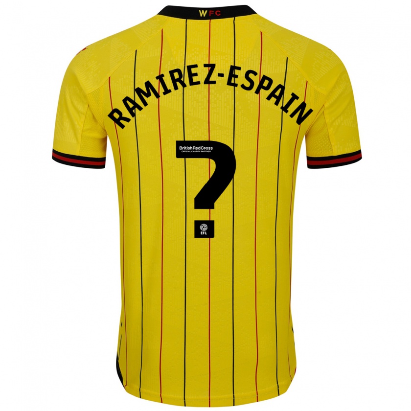 Kandiny Hombre Camiseta Leo Ramirez-Espain #0 Amarillo Negro 1ª Equipación 2024/25 La Camisa Chile