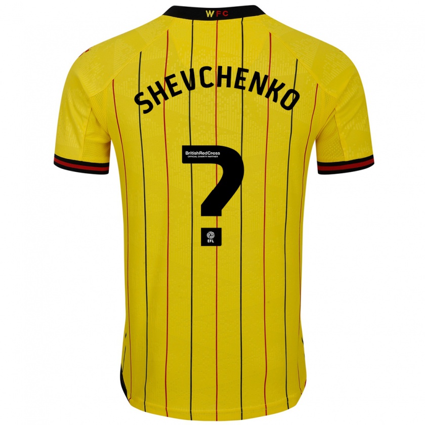 Kandiny Hombre Camiseta Kristian Shevchenko #0 Amarillo Negro 1ª Equipación 2024/25 La Camisa Chile