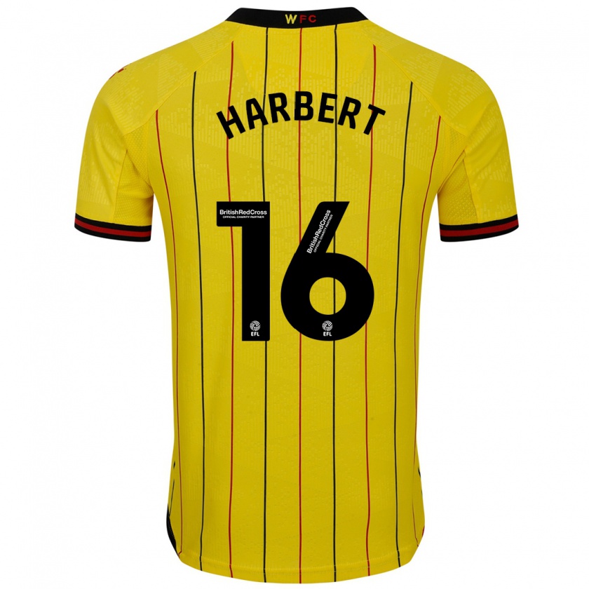 Kandiny Hombre Camiseta Laila Harbert #16 Amarillo Negro 1ª Equipación 2024/25 La Camisa Chile