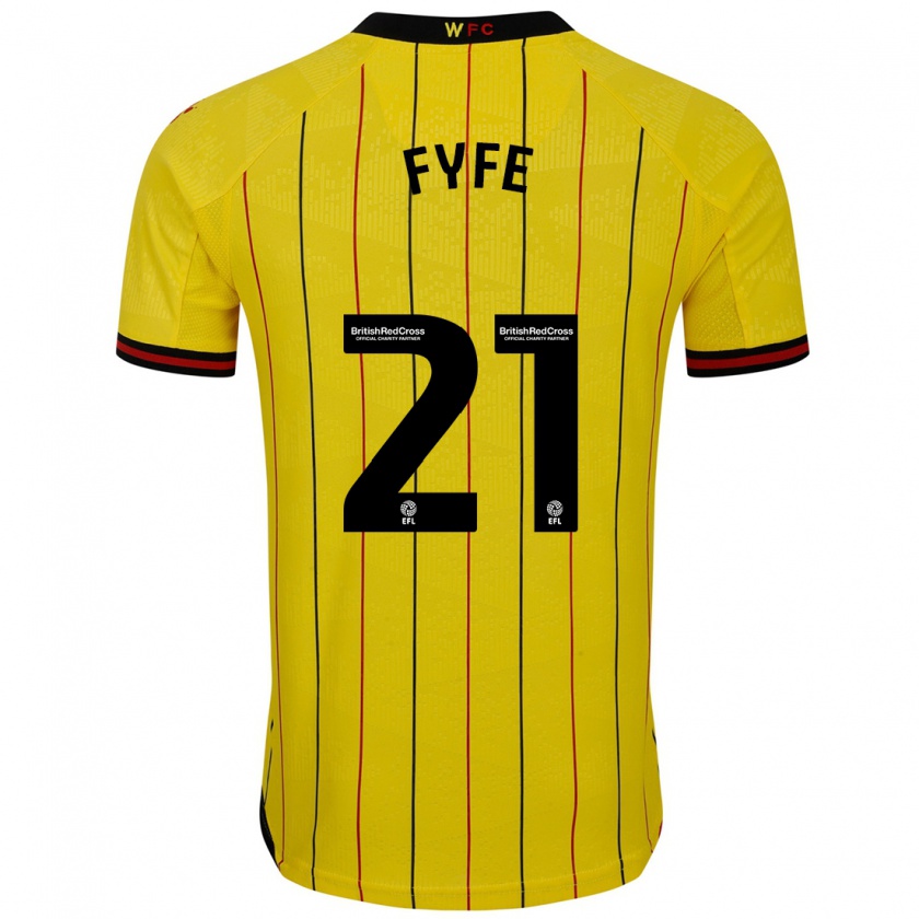 Kandiny Hombre Camiseta Flo Fyfe #21 Amarillo Negro 1ª Equipación 2024/25 La Camisa Chile