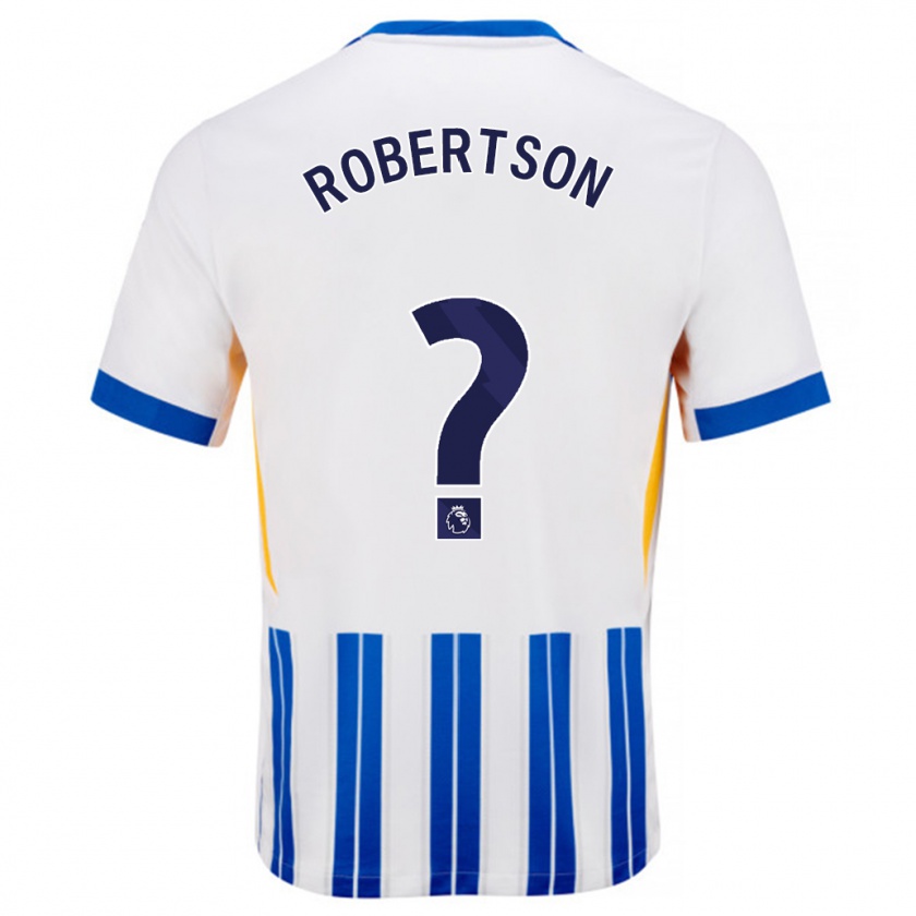 Kandiny Hombre Camiseta Josh Robertson #0 Blanco Azul Rayas 1ª Equipación 2024/25 La Camisa Chile