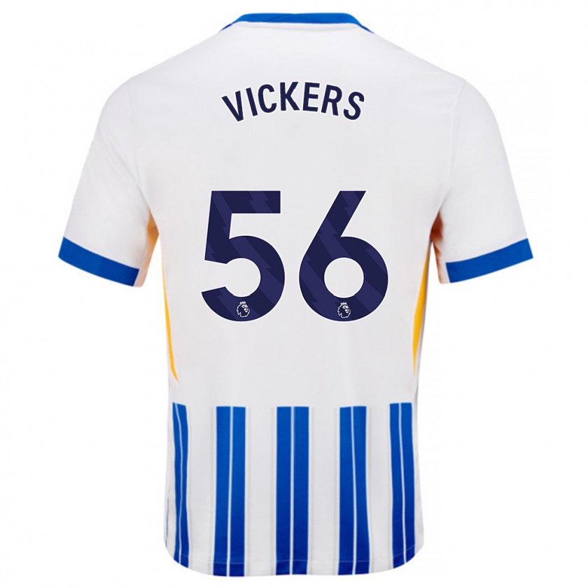 Kandiny Hombre Camiseta Caylan Vickers #56 Blanco Azul Rayas 1ª Equipación 2024/25 La Camisa Chile