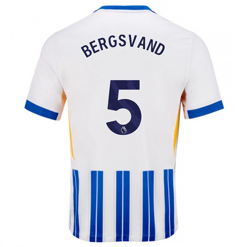 Kandiny Hombre Camiseta Guro Bergsvand #5 Blanco Azul Rayas 1ª Equipación 2024/25 La Camisa Chile