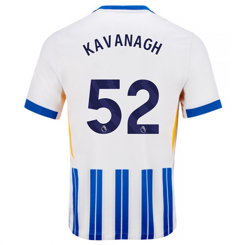 Kandiny Hombre Camiseta Leigh Kavanagh #52 Blanco Azul Rayas 1ª Equipación 2024/25 La Camisa Chile