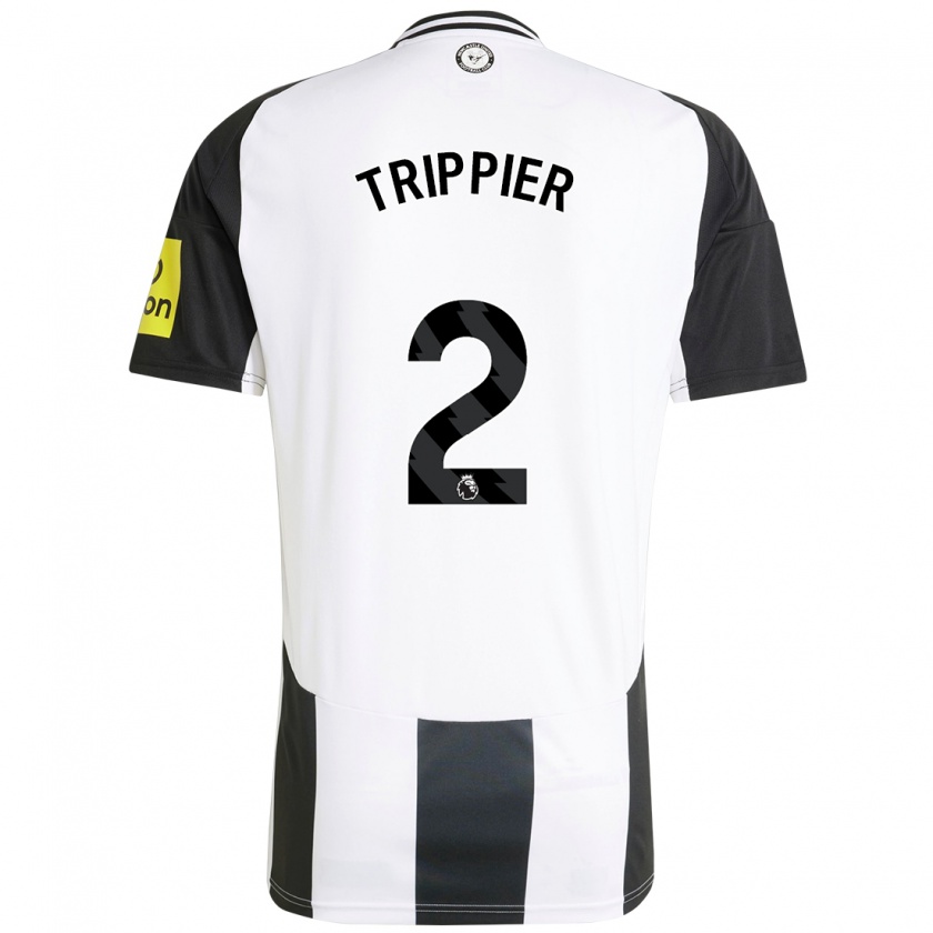 Kandiny Hombre Camiseta Kieran Trippier #2 Blanco Negro 1ª Equipación 2024/25 La Camisa Chile