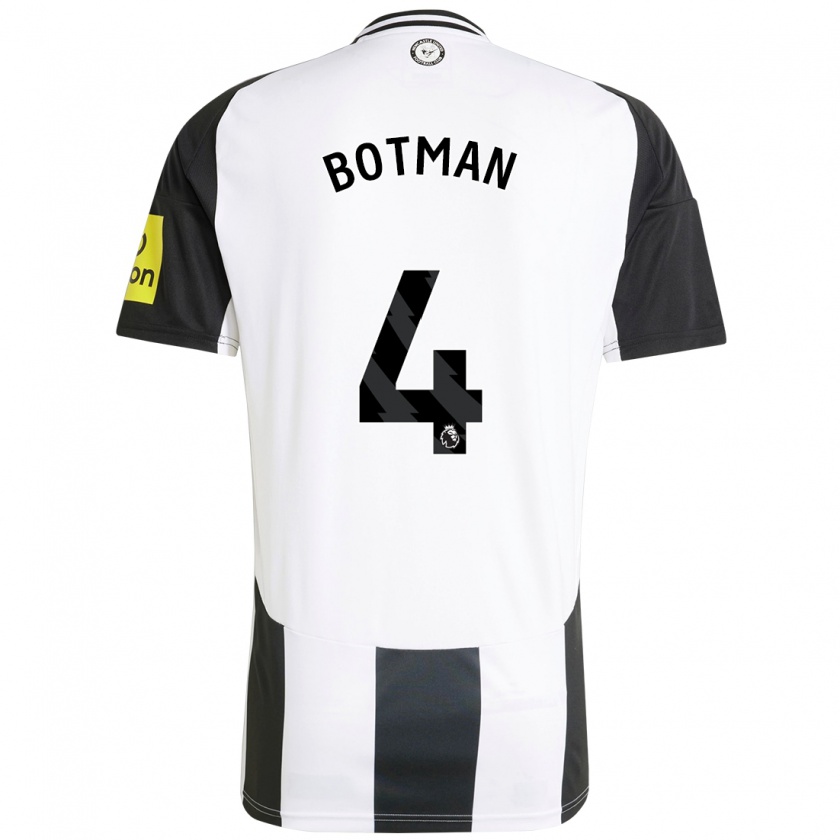 Kandiny Hombre Camiseta Sven Botman #4 Blanco Negro 1ª Equipación 2024/25 La Camisa Chile