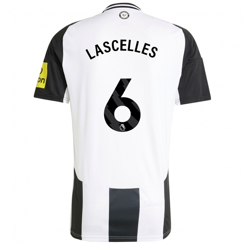 Kandiny Hombre Camiseta Jamaal Lascelles #6 Blanco Negro 1ª Equipación 2024/25 La Camisa Chile