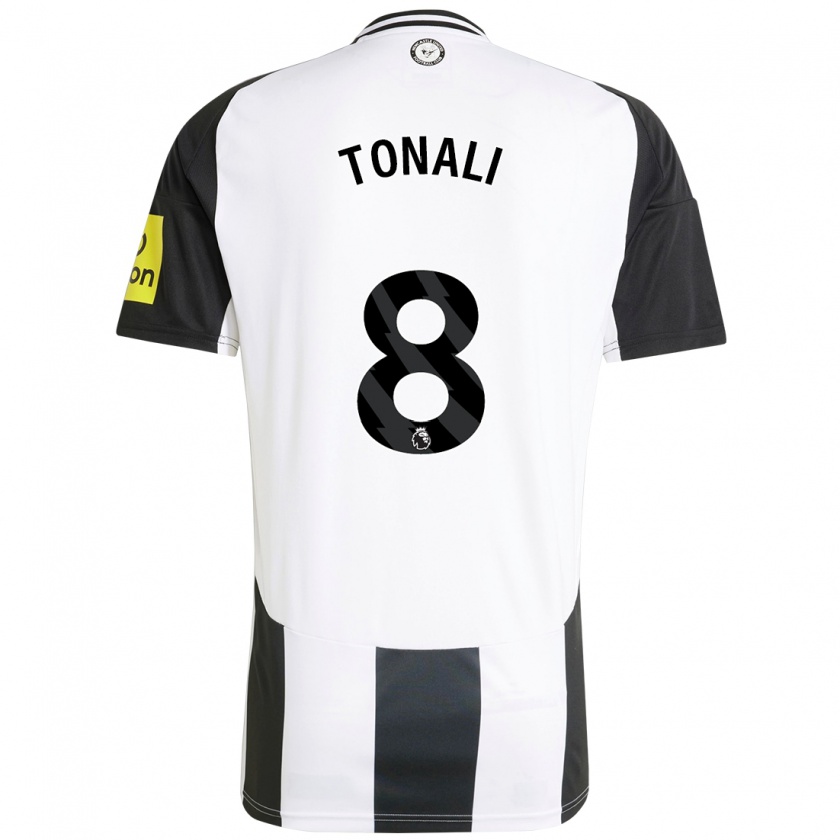 Kandiny Hombre Camiseta Sandro Tonali #8 Blanco Negro 1ª Equipación 2024/25 La Camisa Chile