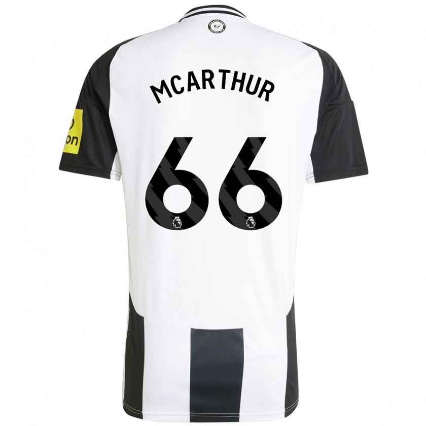 Kandiny Hombre Camiseta Charlie Mcarthur #66 Blanco Negro 1ª Equipación 2024/25 La Camisa Chile